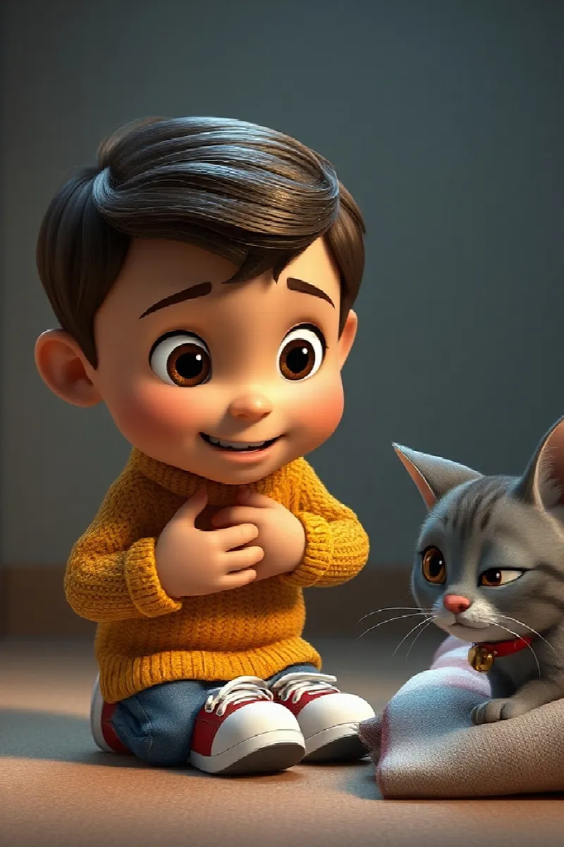 Picture 2 from the tale The Boy and the Little Cat