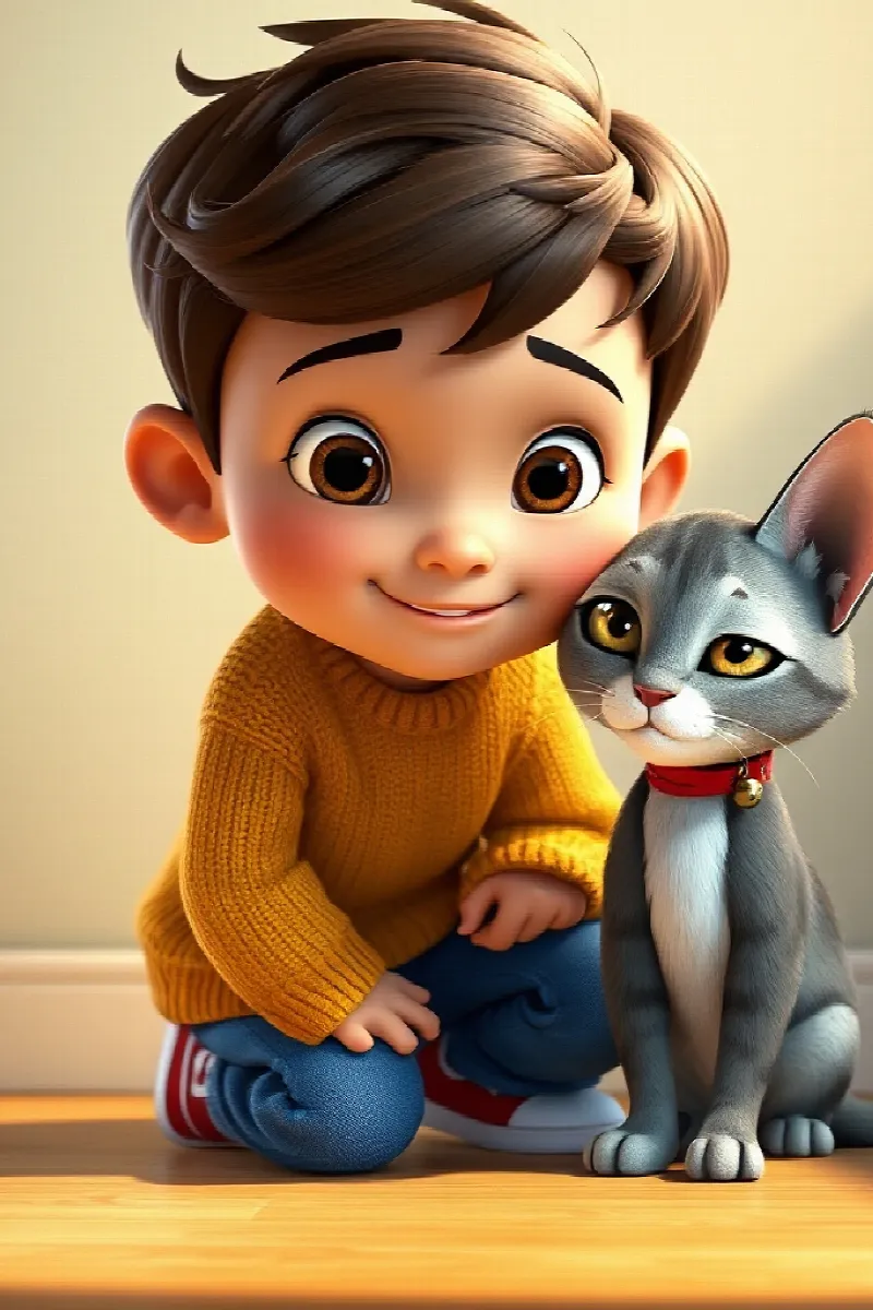 Picture 3 from the tale The Boy and the Little Cat