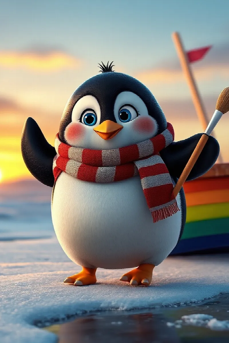 Penguenin Gökkuşağı Kayığı masalından 3. resim