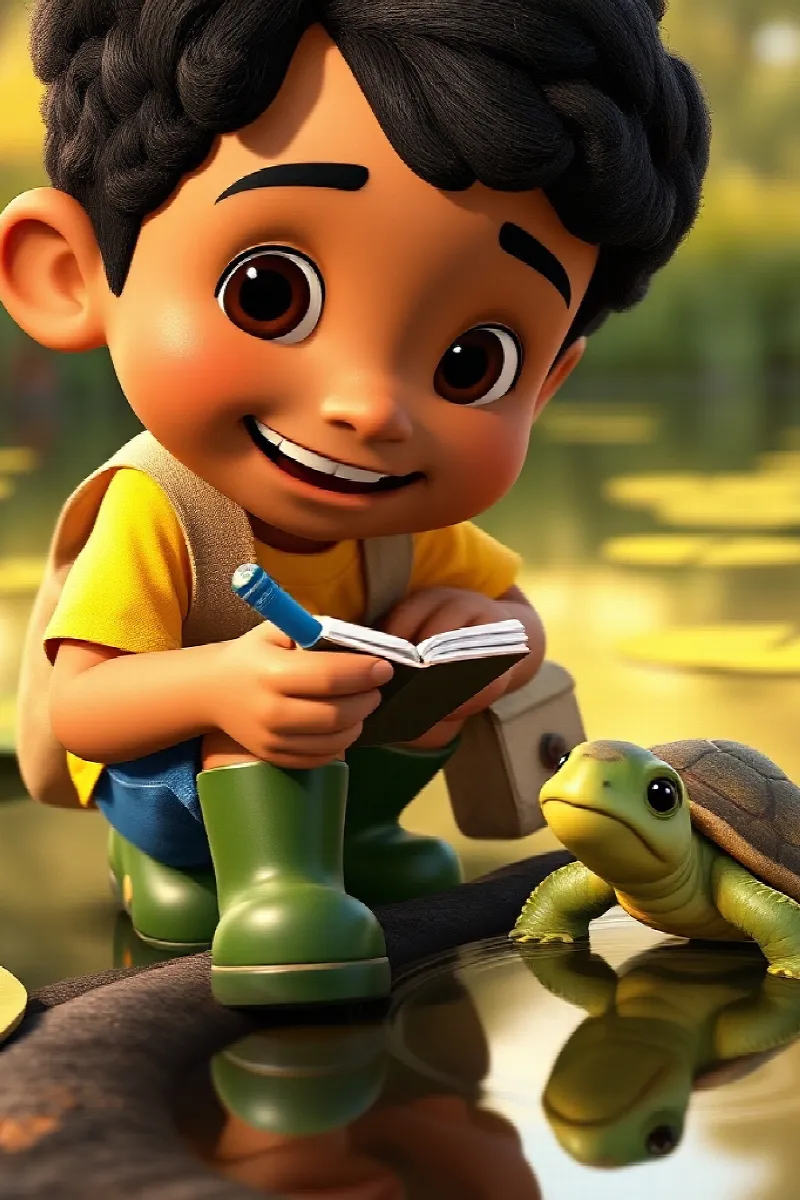 Picture 1 from the tale The Boy and the Little Turtle
