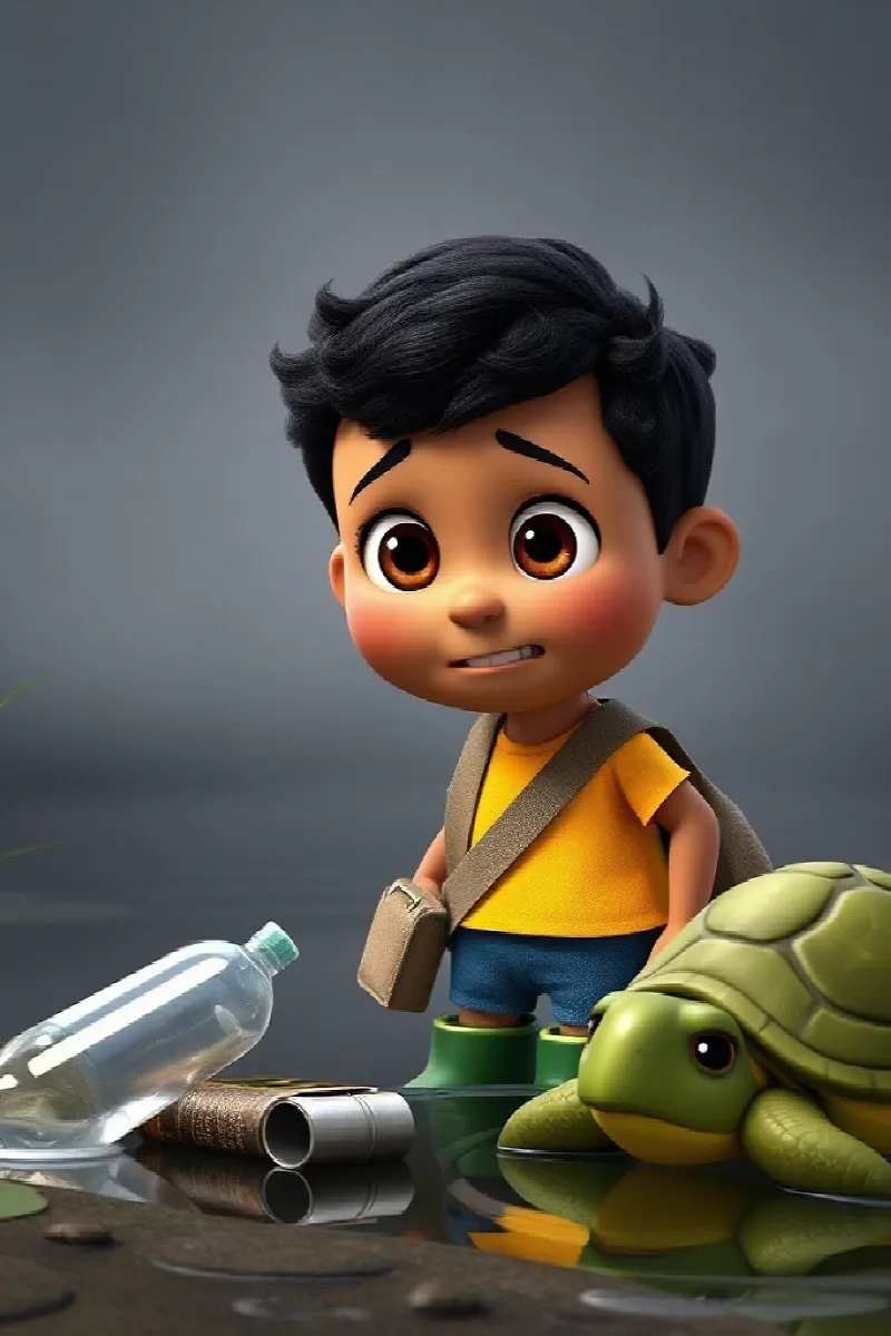 Picture 4 from the tale The Boy and the Little Turtle