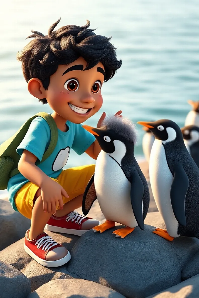 Picture 1 from the tale The Boy and the Little Penguin
