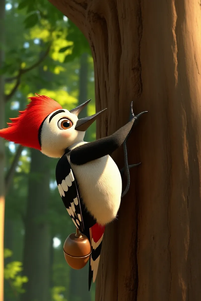 Picture 1 from the tale The Little Woodpecker