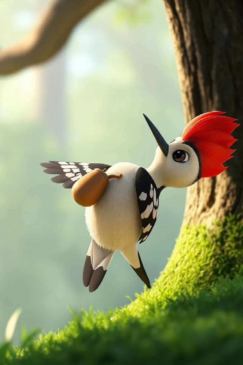 Picture 2 from the tale The Little Woodpecker
