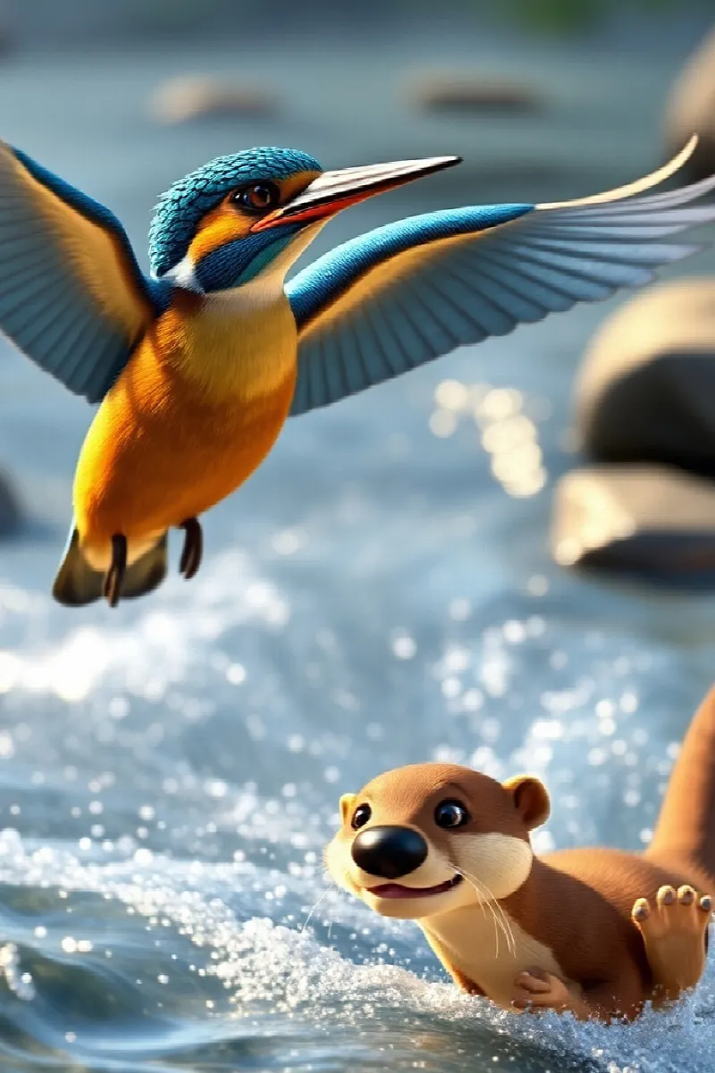 Picture 4 from the tale The Otter and the Kingfisher