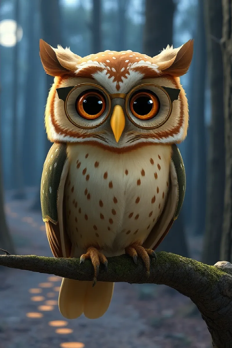 Picture 1 from the tale The Owl and the Little Mouse