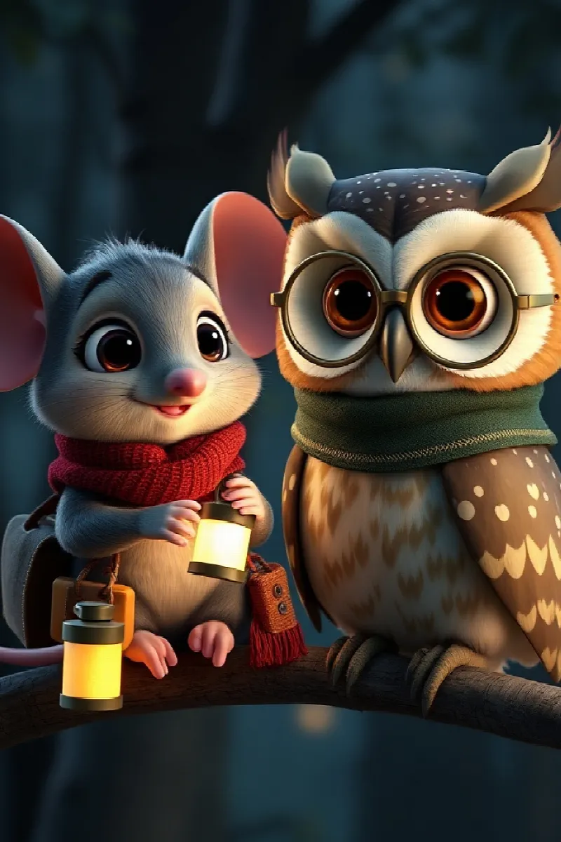 Picture 4 from the tale The Owl and the Little Mouse