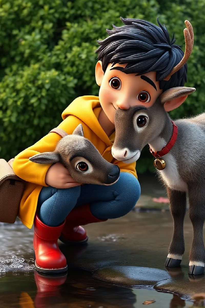 Picture 2 from the tale The Boy and the Little Reindeer