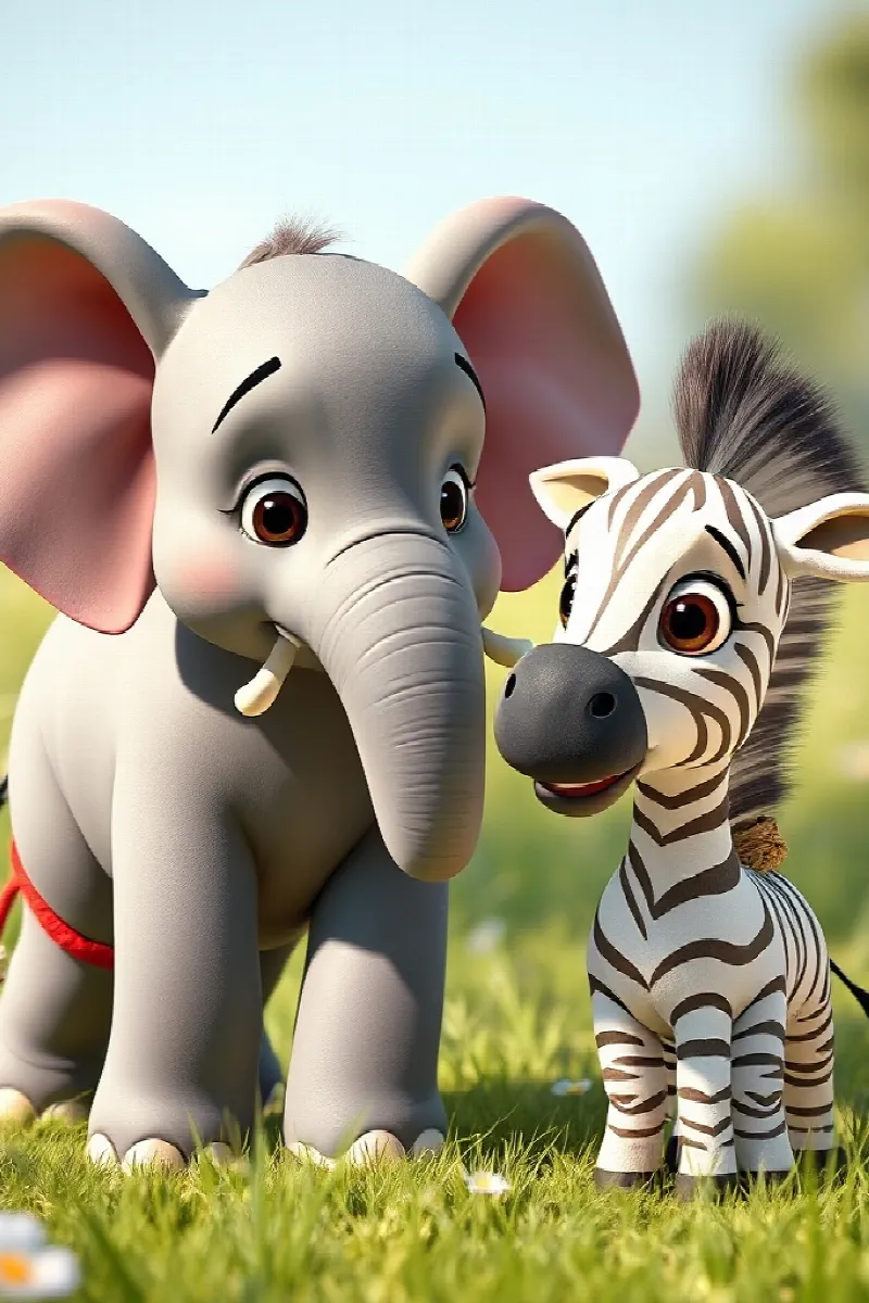 Picture 2 from the tale The Little Zebra's Elephant Friend