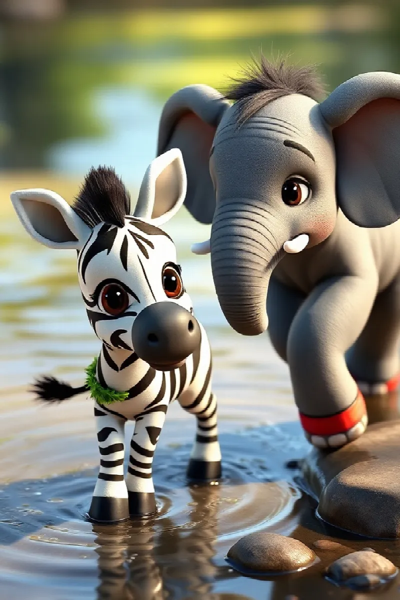 Picture 4 from the tale The Little Zebra's Elephant Friend