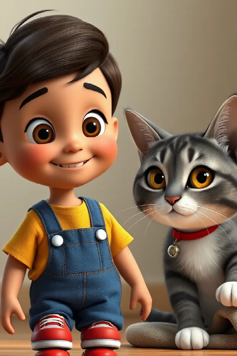 Çocuk ve Kurtarılan Kedi masalından 2. resim