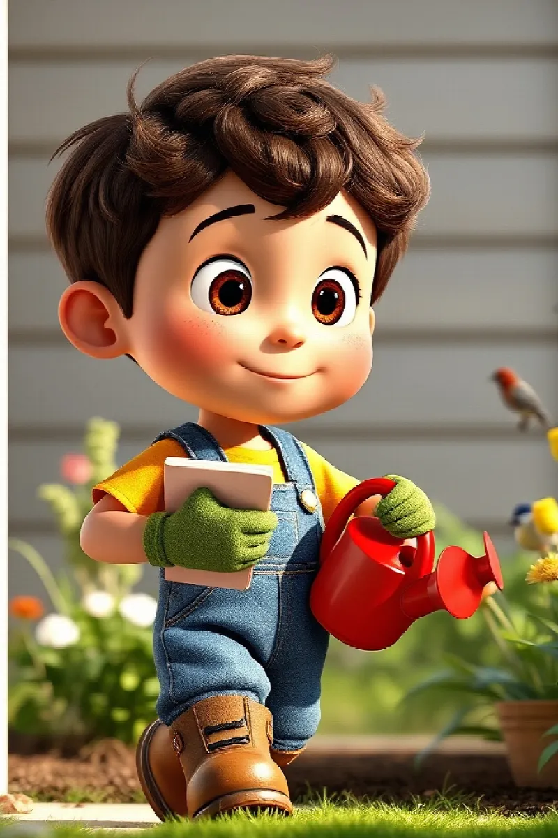 Picture 2 from the tale The Boy and the Garden Birds