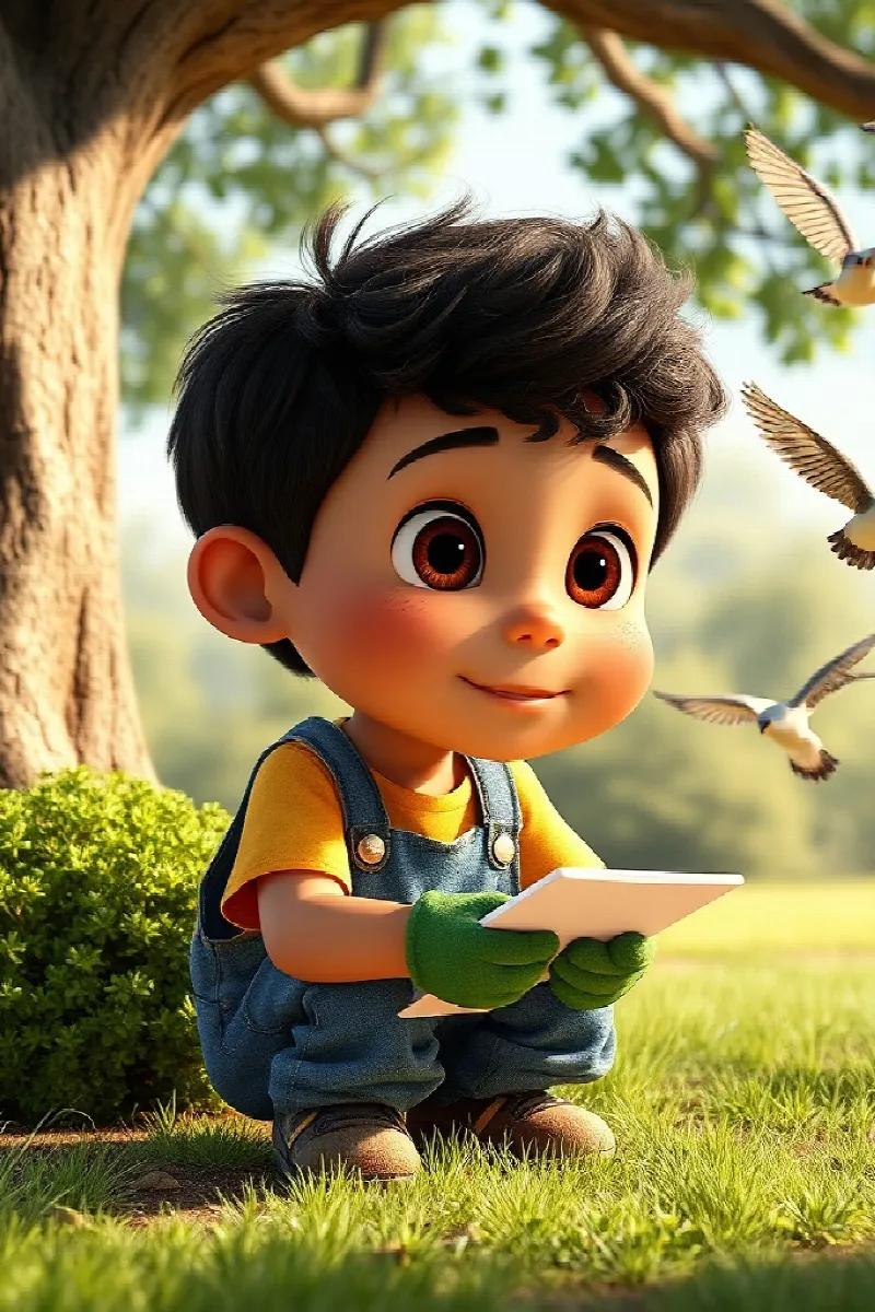 Picture 3 from the tale The Boy and the Garden Birds