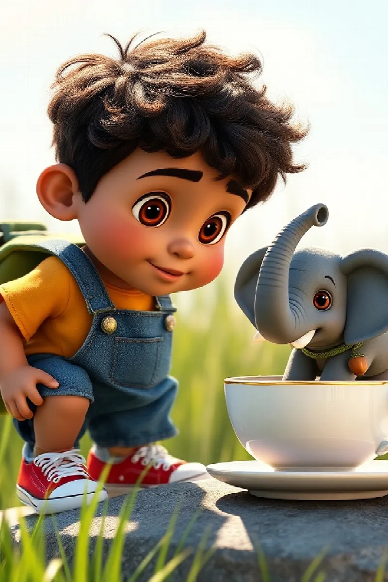 Picture 2 from the tale The Boy and the Tiny Elephant