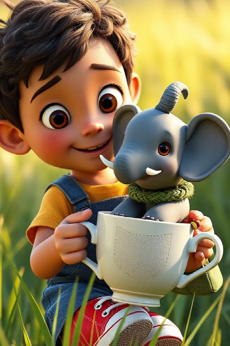 Picture 3 from the tale The Boy and the Tiny Elephant