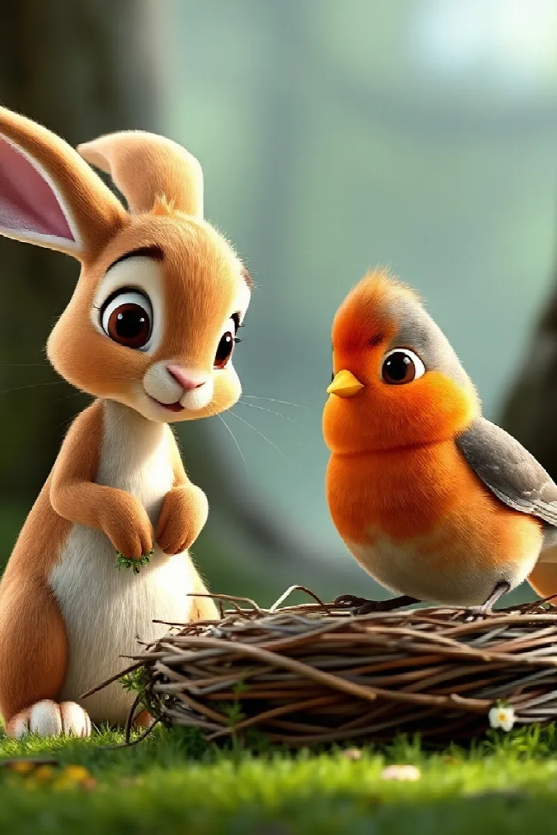 Picture 3 from the tale The Rabbit and the Robin