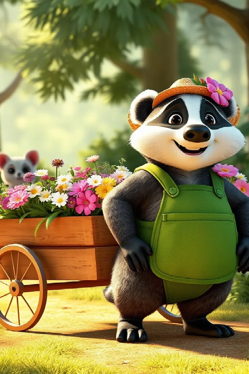 Picture 1 from the tale The Badger's Flower Cart