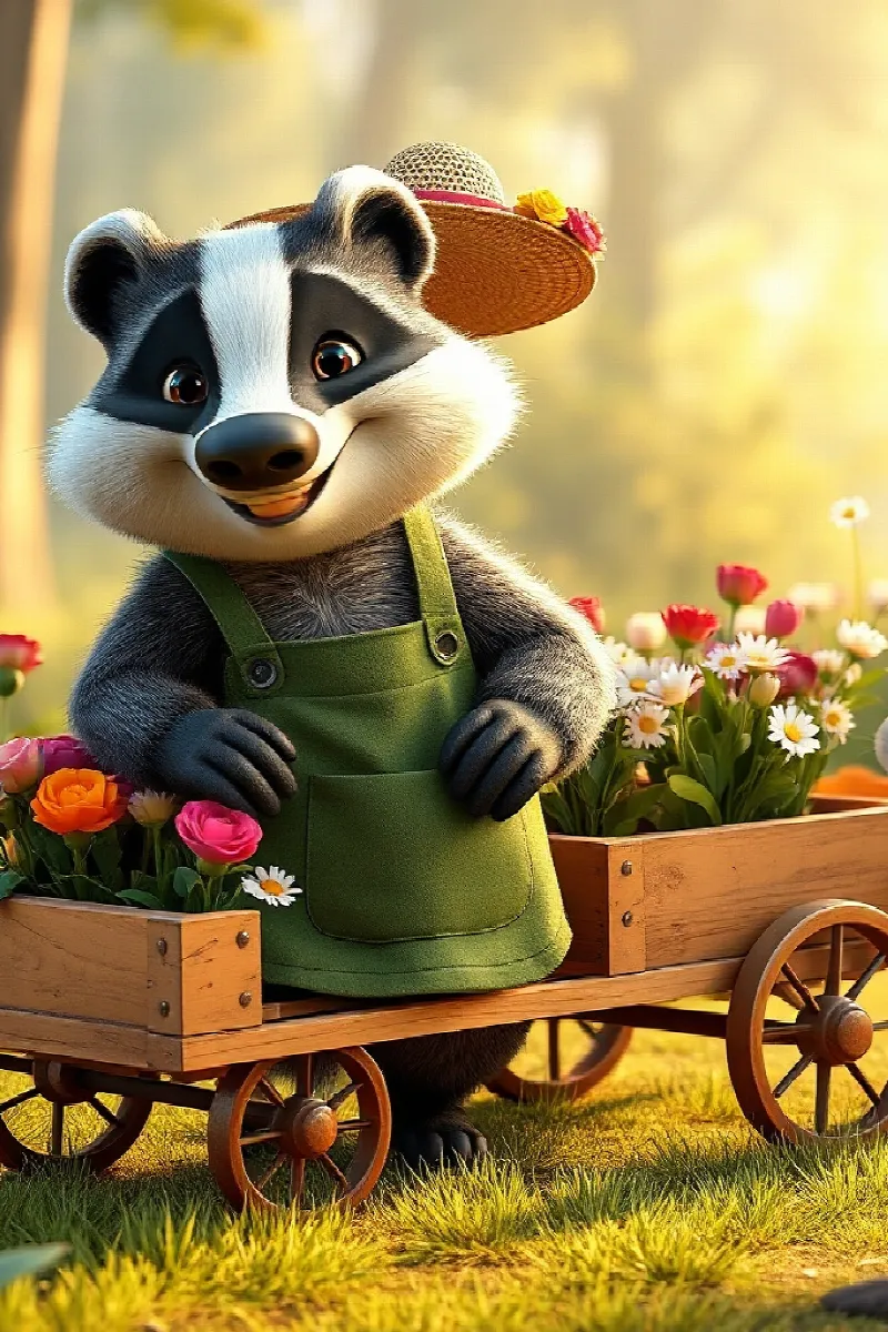 Picture 2 from the tale The Badger's Flower Cart
