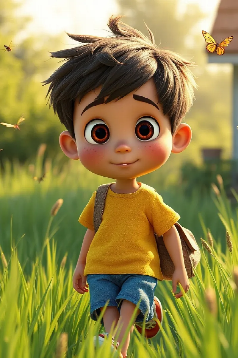 Picture 1 from the tale The Boy and the Rainbow Bird