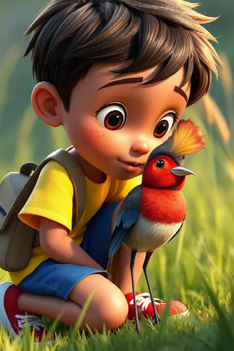Picture 3 from the tale The Boy and the Rainbow Bird