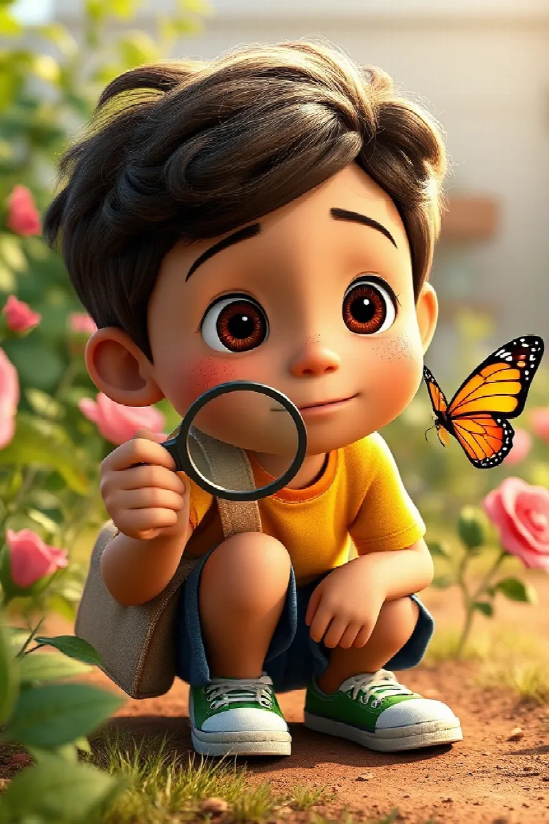 Picture 1 from the tale The Boy and the Little Butterfly