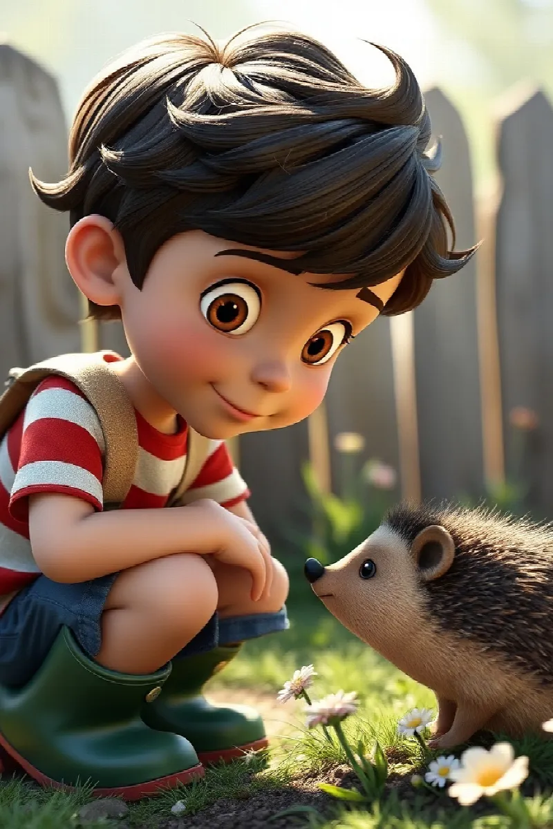 Picture 2 from the tale The Boy and the Garden Hedgehog