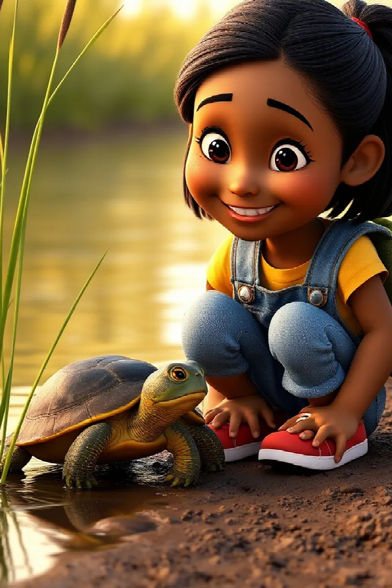 Picture 2 from the tale The Girl and the Little Turtle