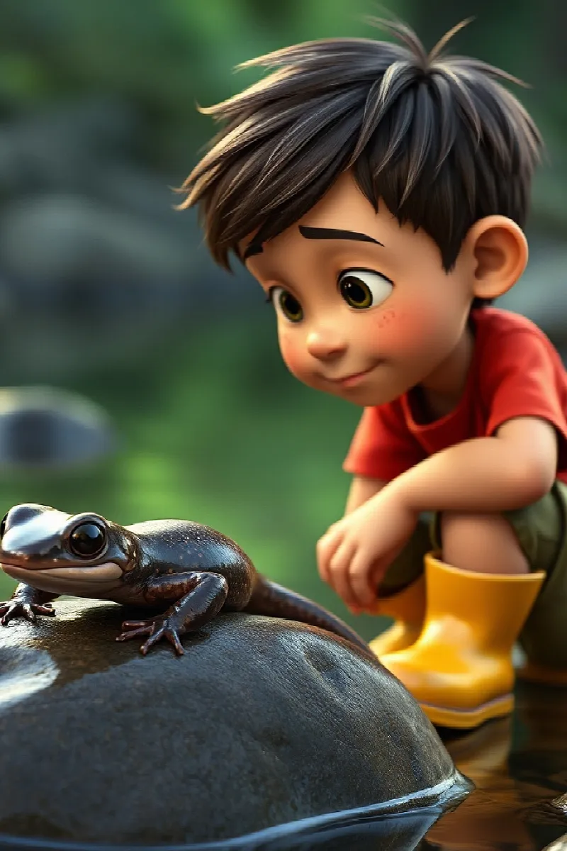 Picture 3 from the tale The Boy and the Little Salamander