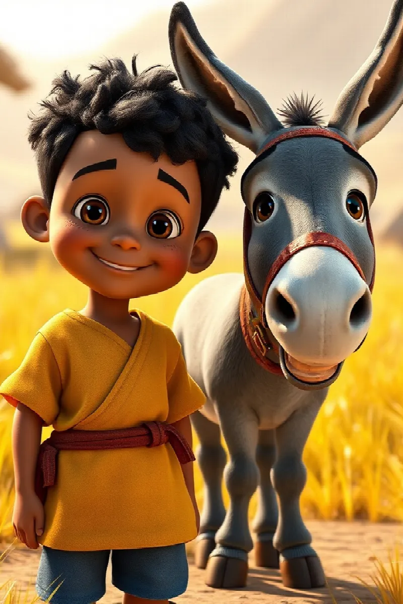 Picture 1 from the tale The Boy and the Donkey Cart
