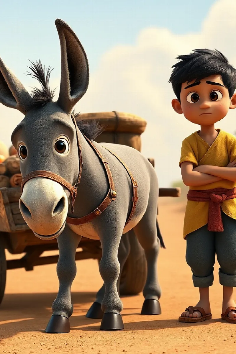 Picture 2 from the tale The Boy and the Donkey Cart