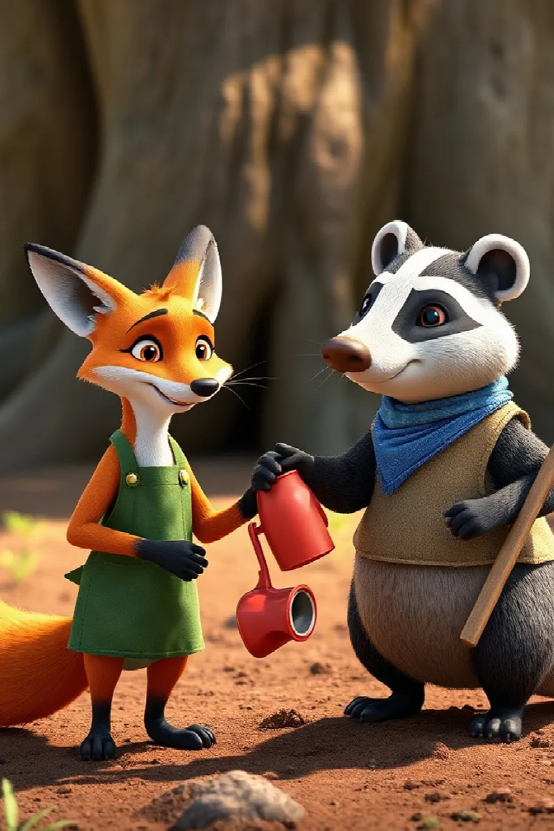 Picture 3 from the tale The Fox and the Badger's Garden