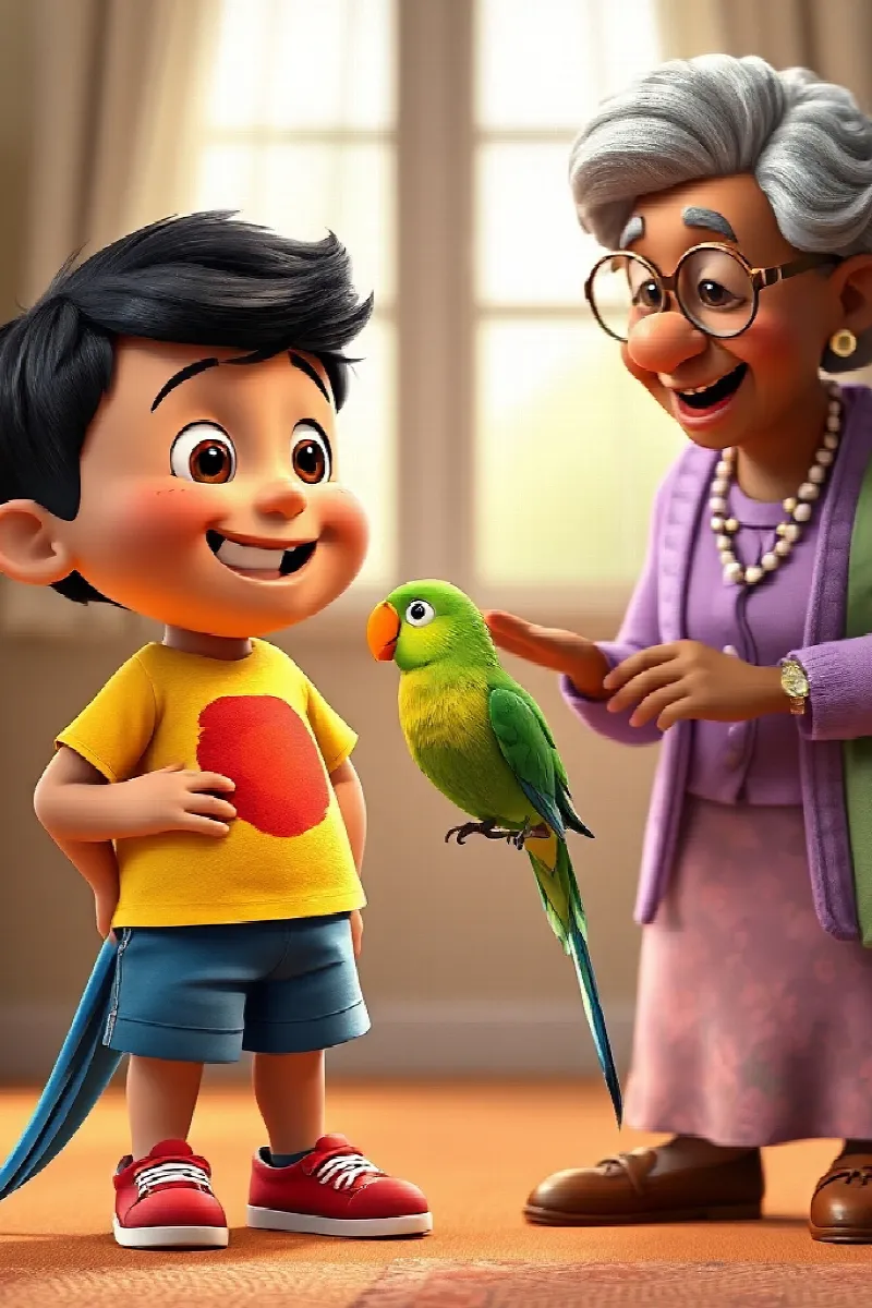 Picture 3 from the tale The Boy and the Little Parrot