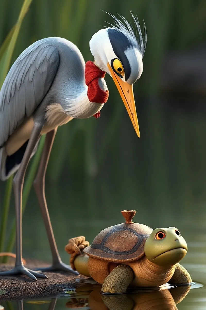 Picture 2 from the tale The Turtle and the Heron