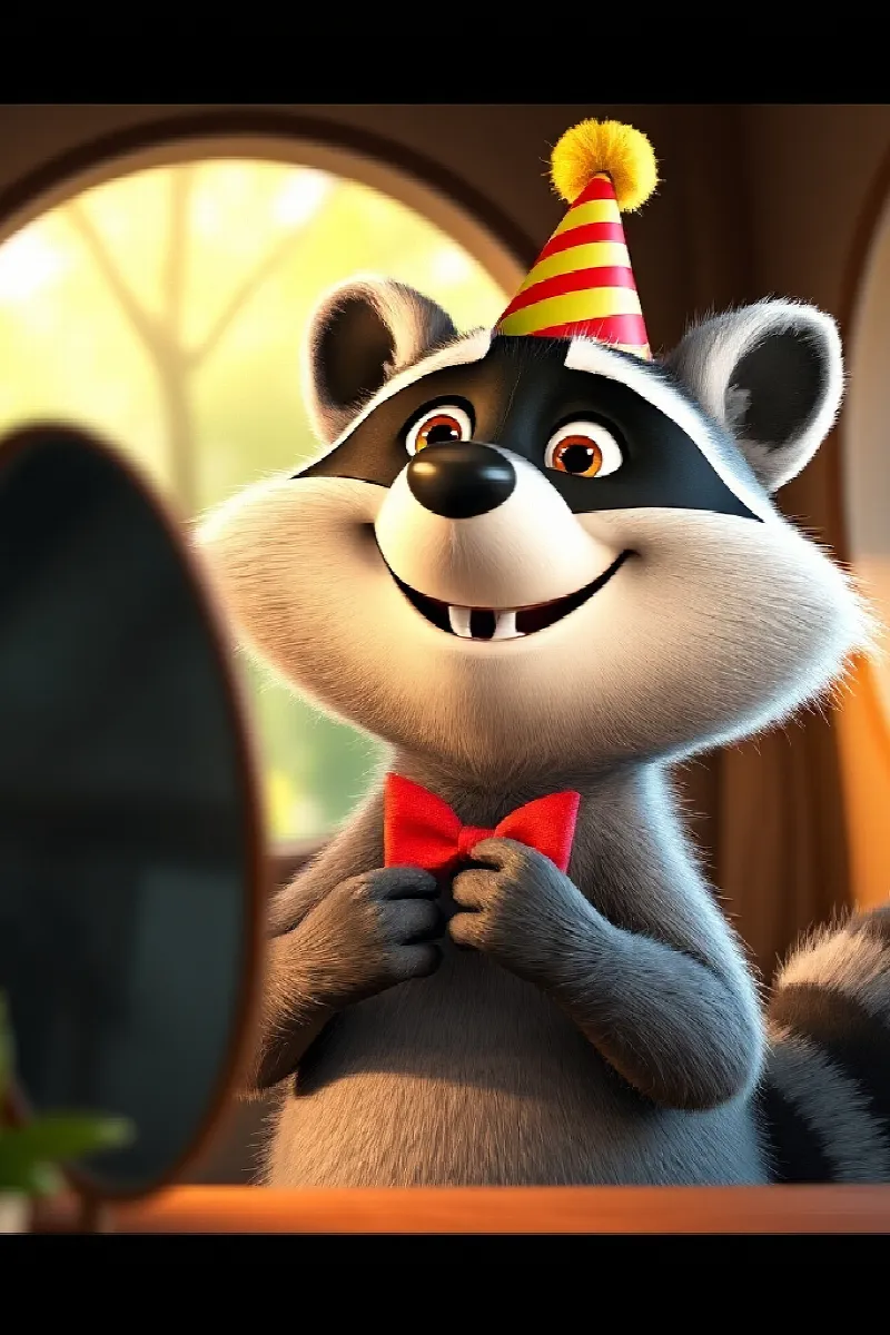 Picture 1 from the tale The Raccoon's Birthday Clock