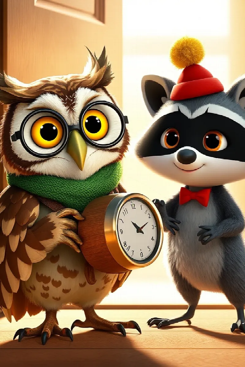 Picture 2 from the tale The Raccoon's Birthday Clock