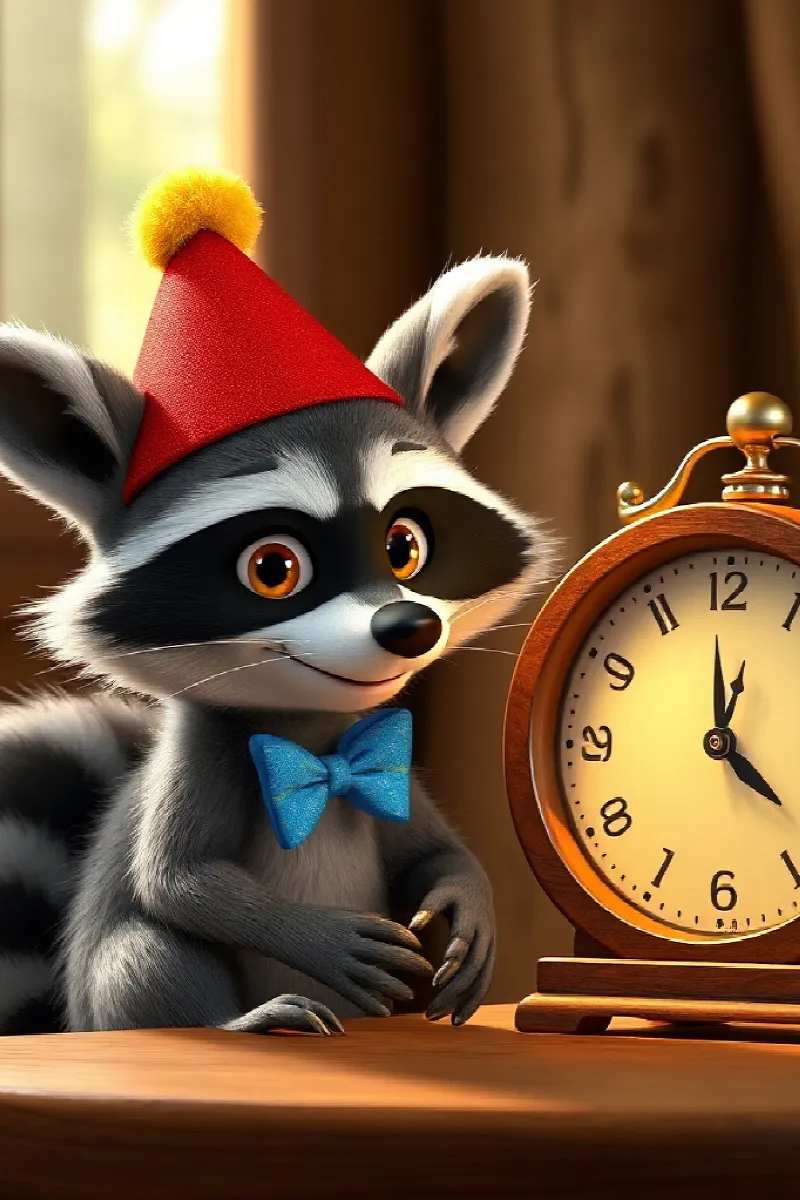 Picture 3 from the tale The Raccoon's Birthday Clock