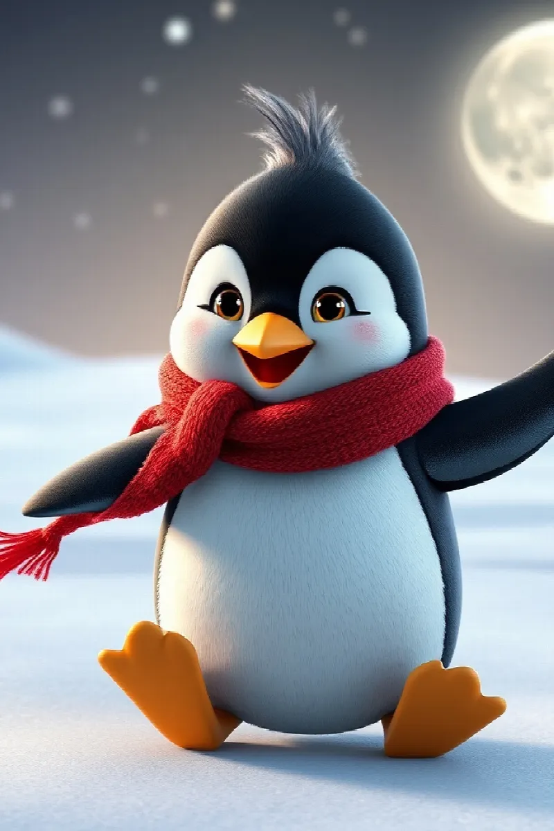 Penguenin Ay Işığı Partisi masalından 2. resim