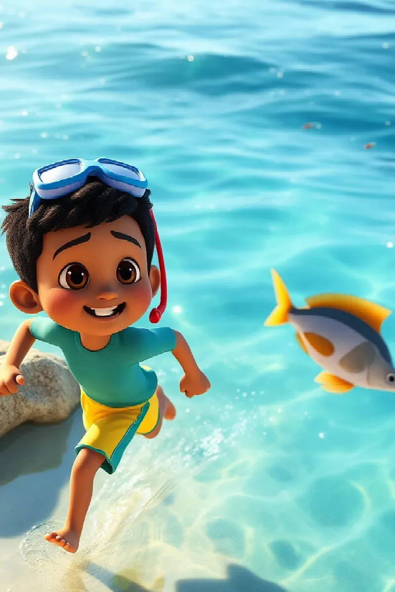 Picture 1 from the tale The Boy and the Parrotfish