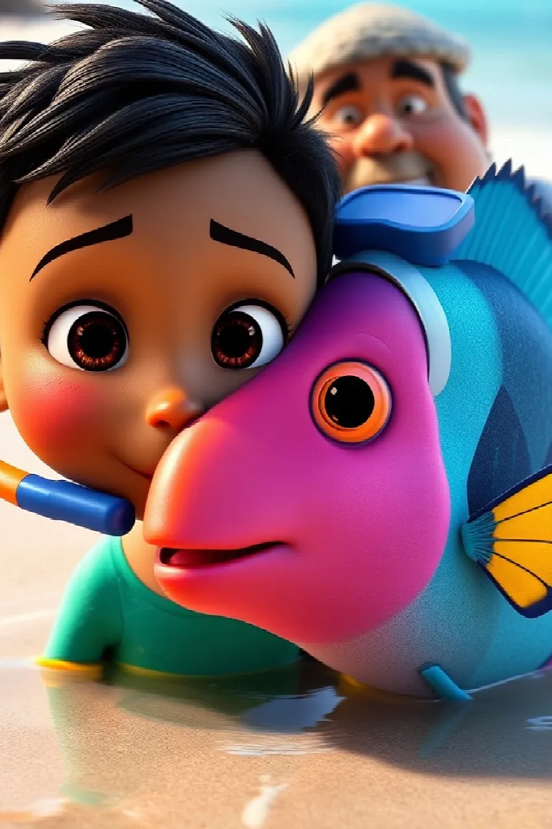 Picture 4 from the tale The Boy and the Parrotfish