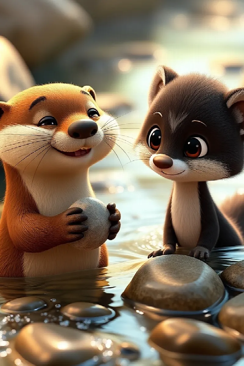 Picture 1 from the tale The Otter's Missing Pebble