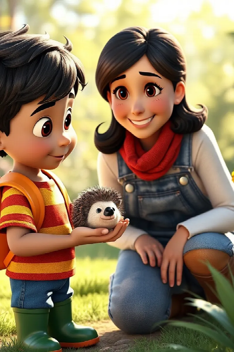 Picture 4 from the tale The Boy and the Little Hedgehog
