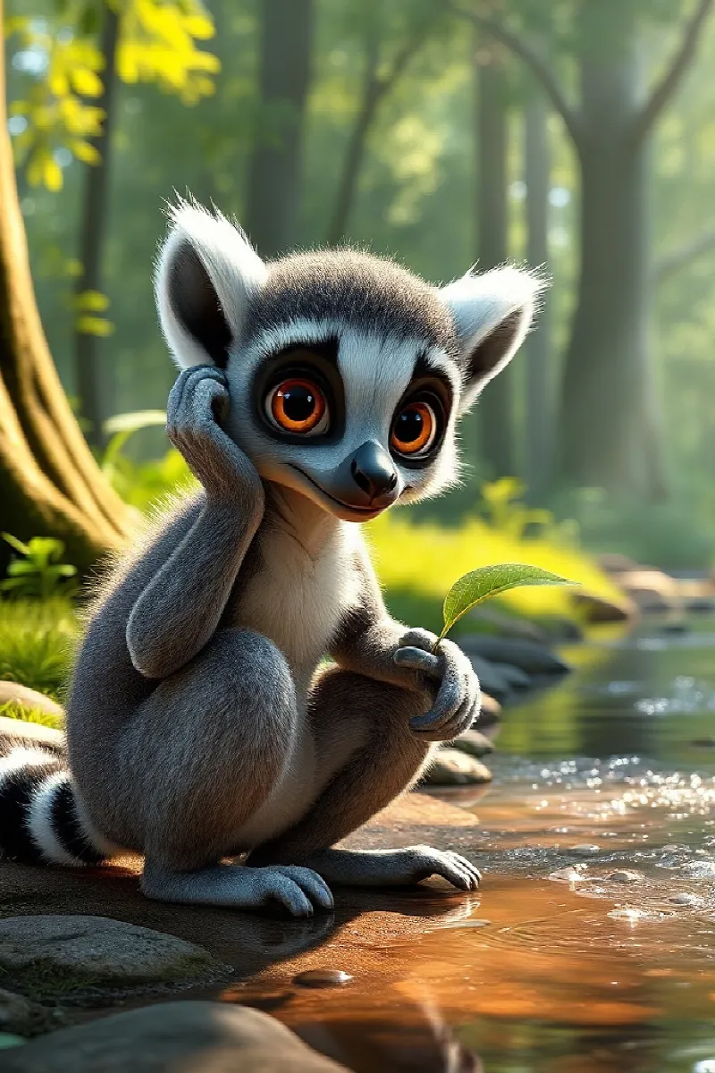 Lemurun Şanslı Yaprağı masalından 1. resim