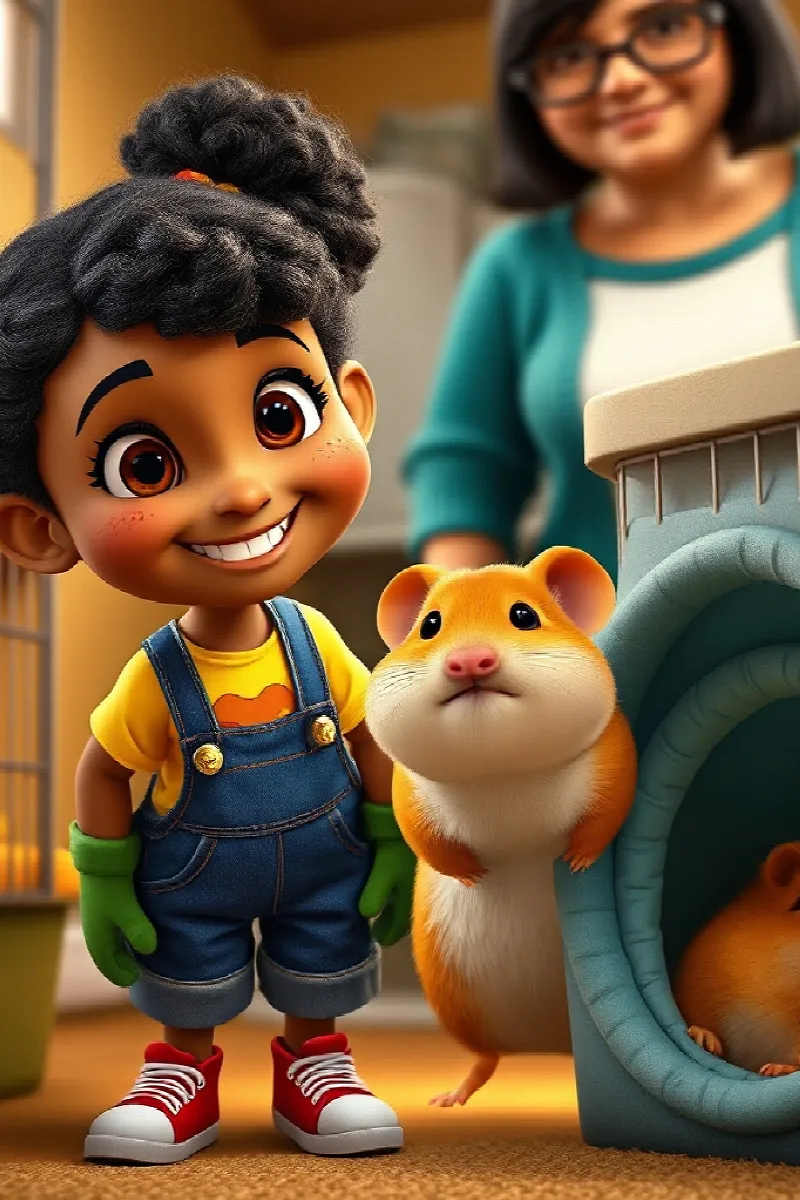 Kız ve Kurtarılan Hamster masalından 1. resim