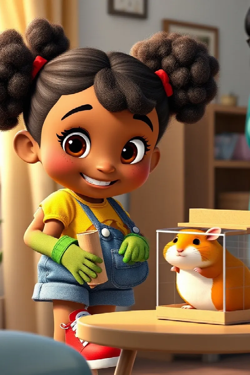 Kız ve Kurtarılan Hamster masalından 3. resim