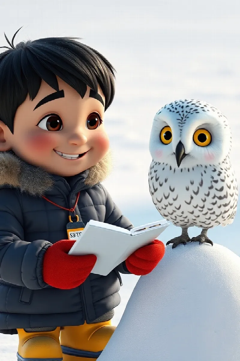 Picture 3 from the tale The Boy and the Snowy Owl