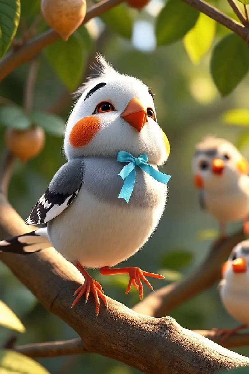Picture 2 from the tale The Little Zebra Finch