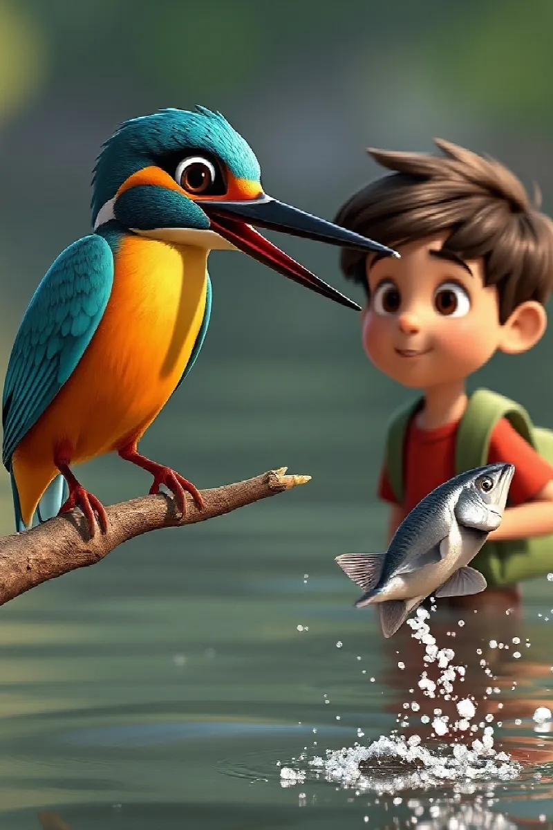 Picture 4 from the tale The Boy and the Kingfisher