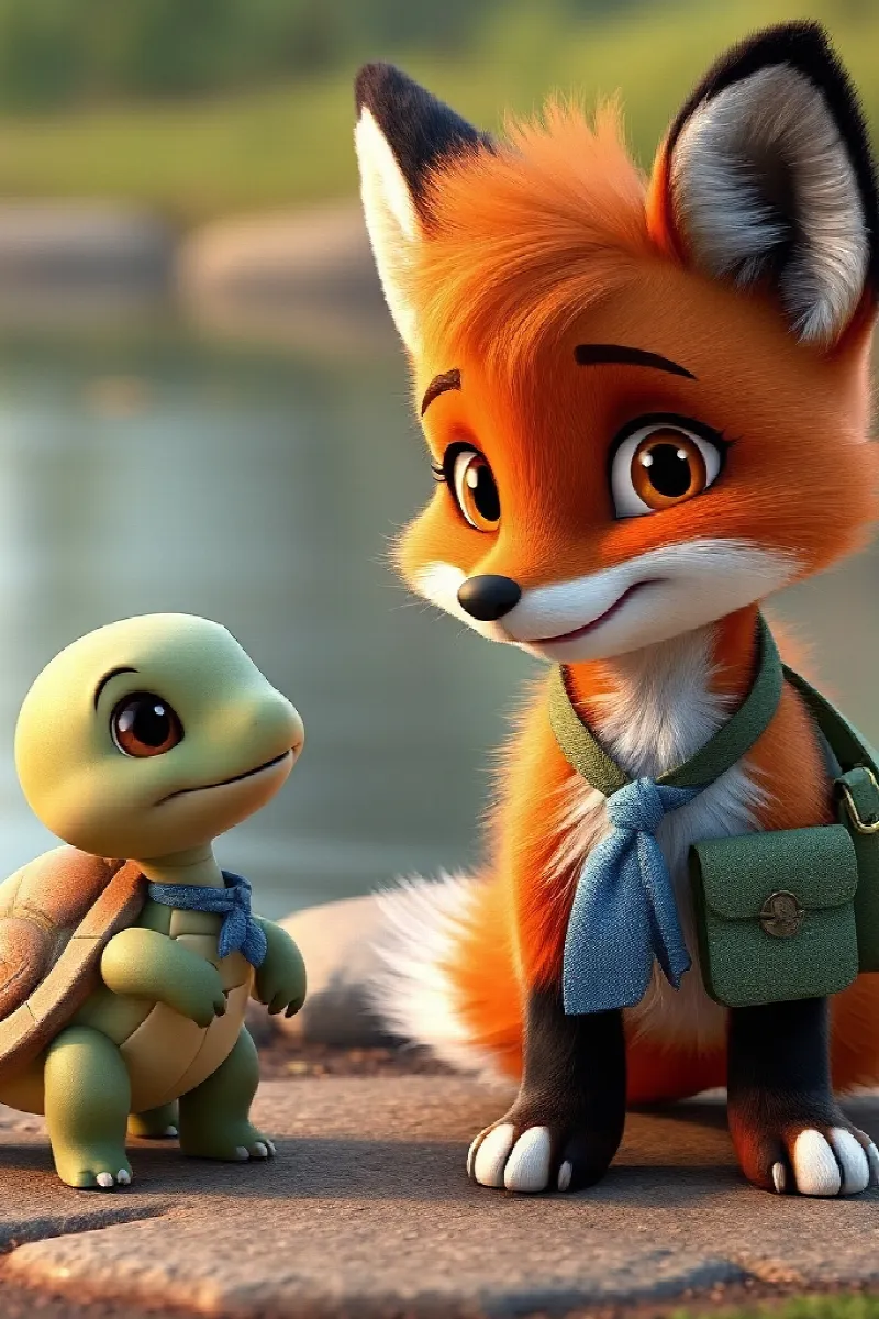 Picture 2 from the tale The Fox and the Little Turtle