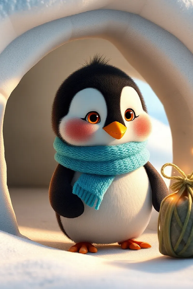 Penguenin Minik Şemsiyesi masalından 1. resim