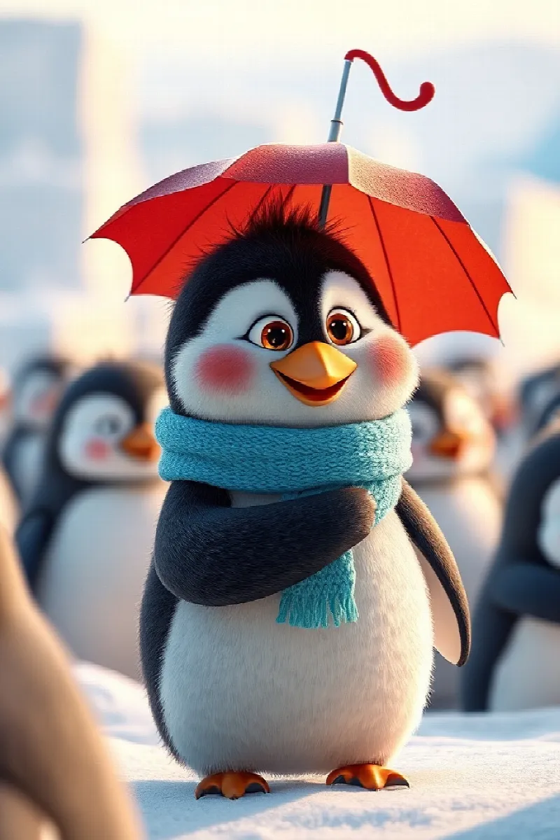 Penguenin Minik Şemsiyesi masalından 3. resim